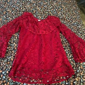 Elegant Red Lace Women's Top